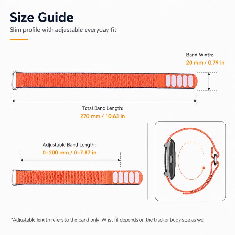 Cinturino per orologio xDfind da 20 mm in nylon intrecciato con chiusura a strappo, For Hume Band