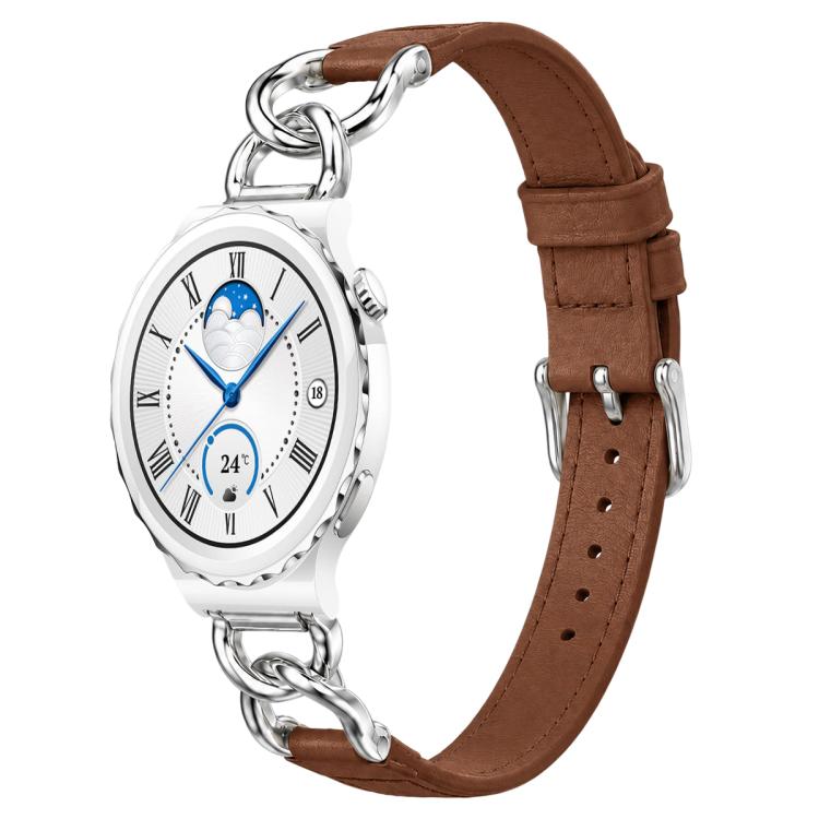 Cinturino per orologio xDfind con catena in metallo e anse dritte universali in pelle vegana, 18mm, 20mm, 22mm