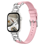 Cinturino per orologio xDfind in pelle vegana con catena in metallo, For Apple Watch 46mm / 49mm / 45mm / 44mm, For Apple Watch 42mm / 41mm / 40mm / 38mm