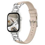 Cinturino per orologio xDfind in pelle vegana con catena in metallo, For Apple Watch 46mm / 49mm / 45mm / 44mm, For Apple Watch 42mm / 41mm / 40mm / 38mm