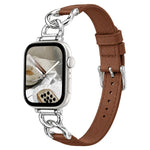 Cinturino per orologio xDfind in pelle vegana con catena in metallo, For Apple Watch 46mm / 49mm / 45mm / 44mm, For Apple Watch 42mm / 41mm / 40mm / 38mm