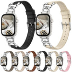 Cinturino per orologio xDfind in pelle vegana con catena in metallo, For Apple Watch 46mm / 49mm / 45mm / 44mm, For Apple Watch 42mm / 41mm / 40mm / 38mm