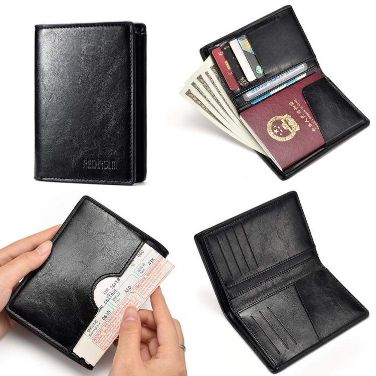 RECHRSLM Borsa porta documenti/passaporto in pelle PU