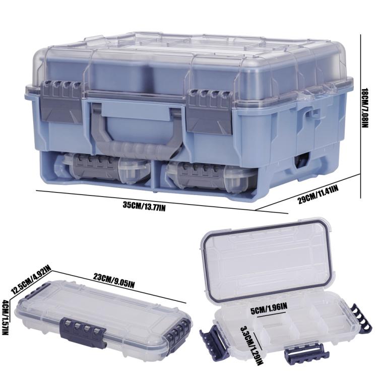 Scatola porta esche da pesca portatile di grandi dimensioni, impermeabile, a doppio strato e con scomparti multipli.