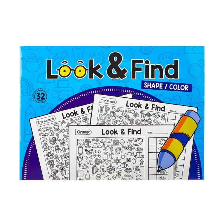 Libro di attività "Cerca e trova" da colorare per bambini, 32 pagine, libro di puzzle illustrati per allenare la concentrazione