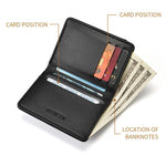 Portafoglio corto ultra sottile in pelle cerata con scomparti multipli per carte di credito.