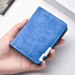 Portafoglio corto da uomo in pelle PU satinata stile retrò con porta carte di credito.