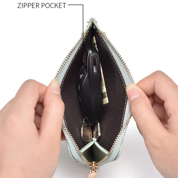 Portafoglio da donna multifunzione con cerniera per monete e carte di credito.