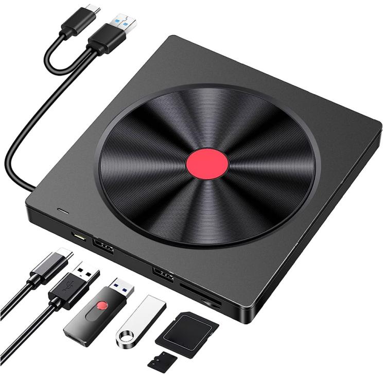 Masterizzatore CD esterno 5-in-1 USB 3.0 per laptop con design sottile