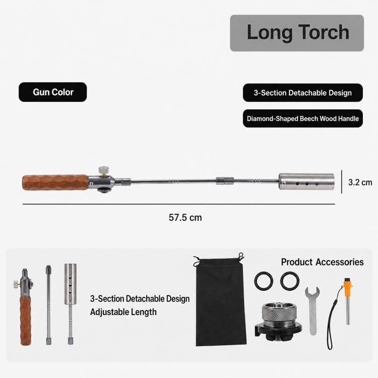 Cannello da campeggio portatile e smontabile in acciaio inossidabile per esterni, with Adapter and Igniter, without Adapter and Igniter