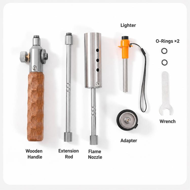 Cannello da campeggio portatile e smontabile in acciaio inossidabile per esterni, with Adapter and Igniter, without Adapter and Igniter