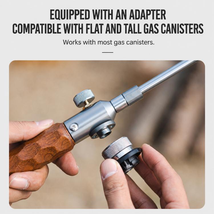Cannello da campeggio portatile e smontabile in acciaio inossidabile per esterni, with Adapter and Igniter, without Adapter and Igniter