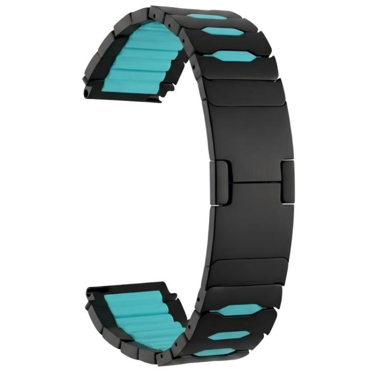 Cinturino per orologio ibrido in metallo, silicone e acciaio inossidabile, 22mm
