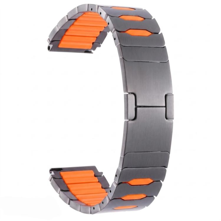 Cinturino per orologio ibrido in metallo, silicone e acciaio inossidabile, 22mm