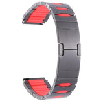 Cinturino per orologio ibrido in metallo, silicone e acciaio inossidabile, 22mm