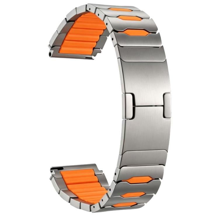 Cinturino per orologio ibrido in metallo, silicone e acciaio inossidabile, 22mm