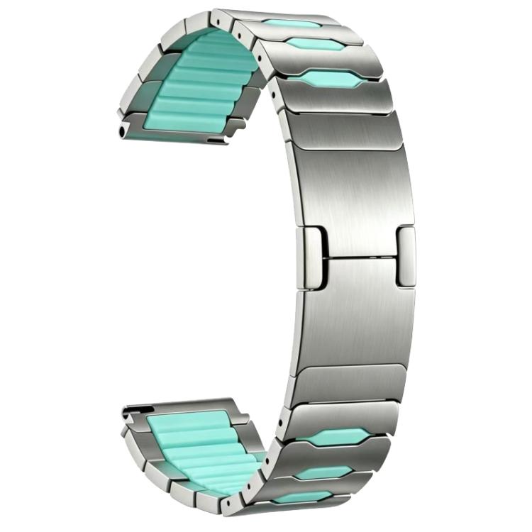 Cinturino per orologio ibrido in metallo, silicone e acciaio inossidabile, 22mm