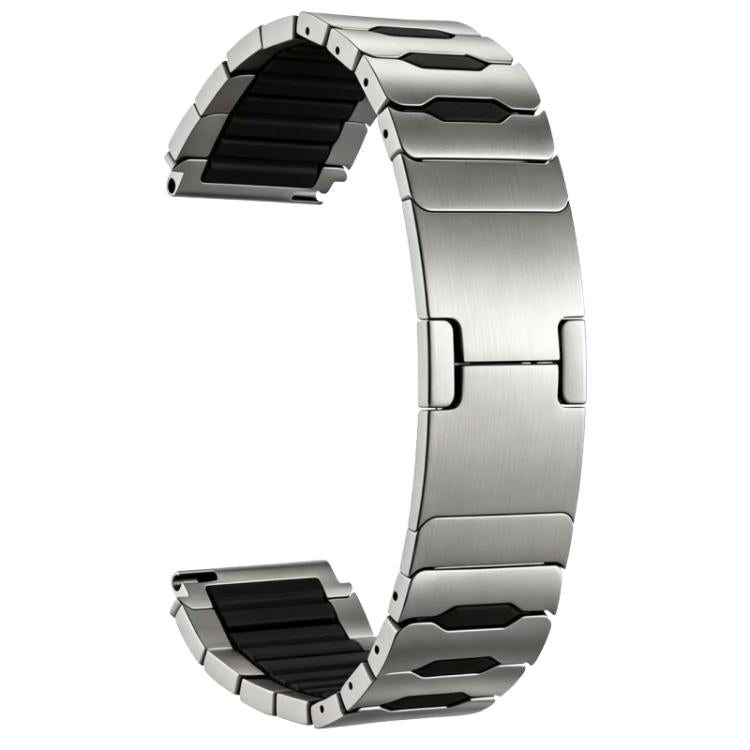 Cinturino per orologio ibrido in metallo, silicone e acciaio inossidabile, 22mm