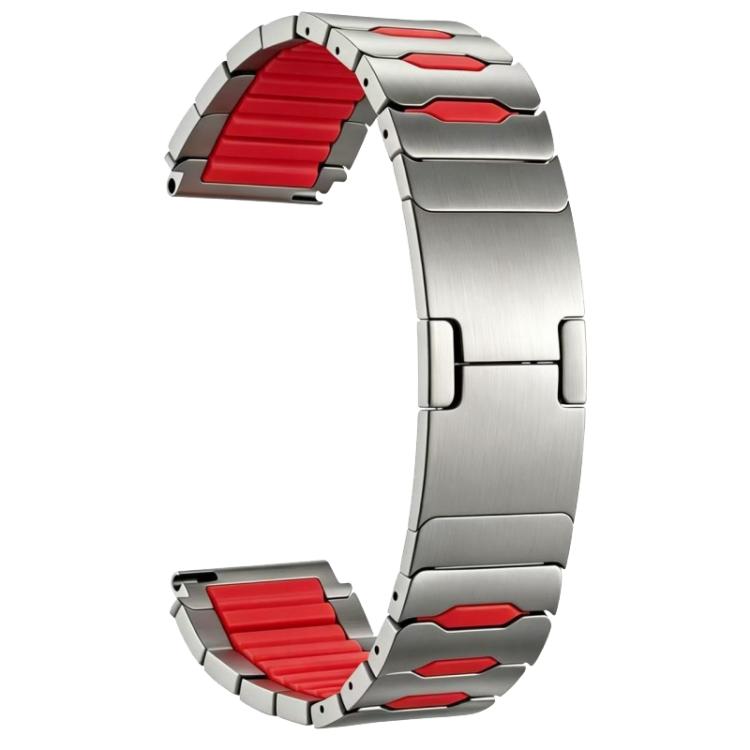 Cinturino per orologio ibrido in metallo, silicone e acciaio inossidabile, 22mm