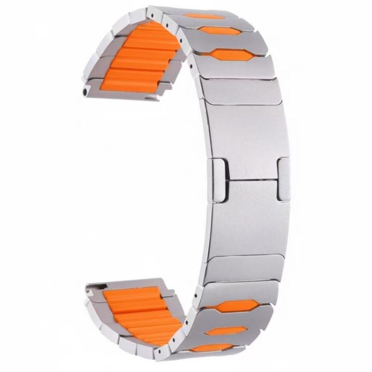 Cinturino per orologio ibrido in metallo, silicone e acciaio inossidabile, 22mm