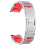 Cinturino per orologio ibrido in metallo, silicone e acciaio inossidabile, 22mm