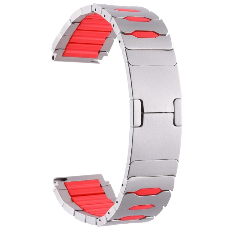 Cinturino per orologio ibrido in metallo, silicone e acciaio inossidabile, 22mm