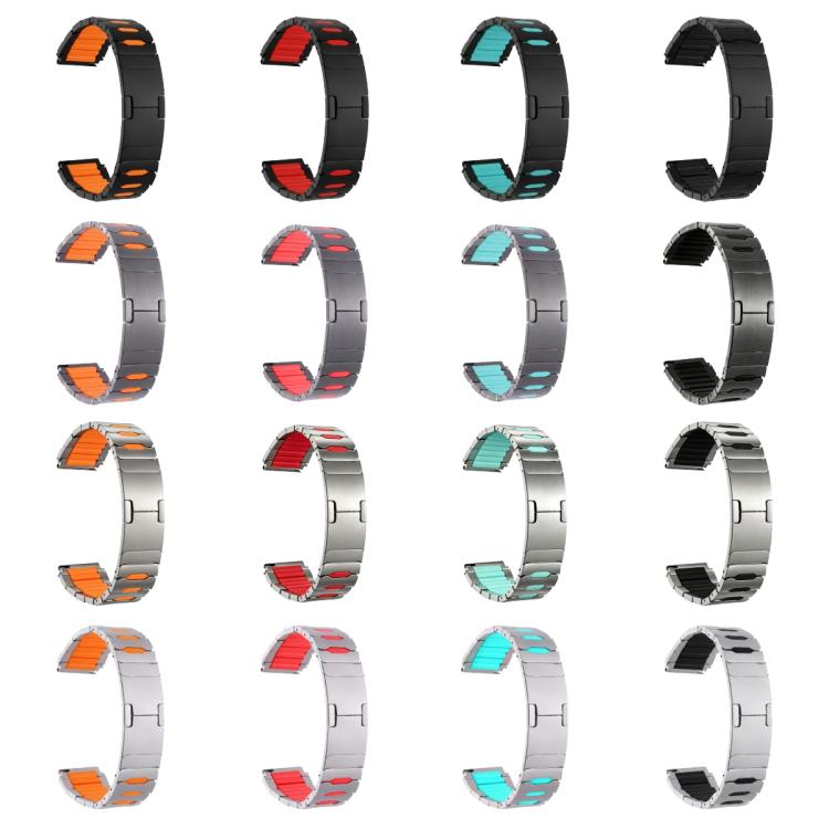 Cinturino per orologio ibrido in metallo, silicone e acciaio inossidabile, 22mm