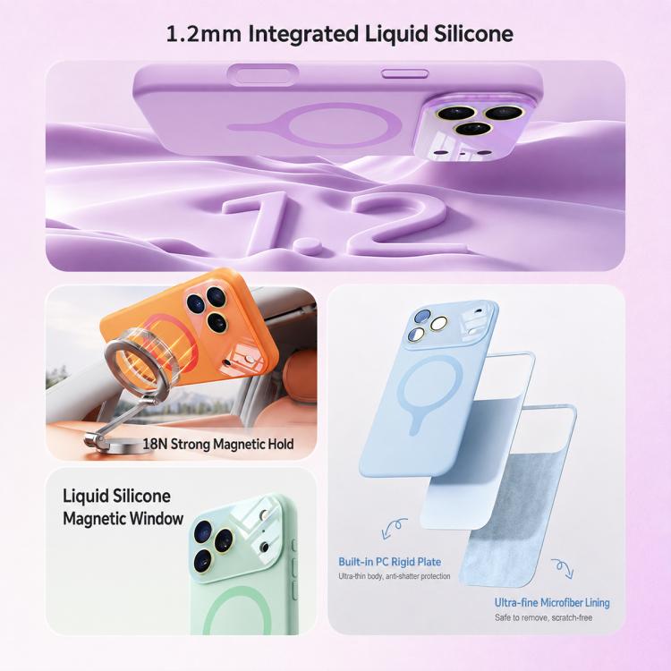 Custodia silicone liquido magnetica con fotocamera integrata per iPhone 17 Pro