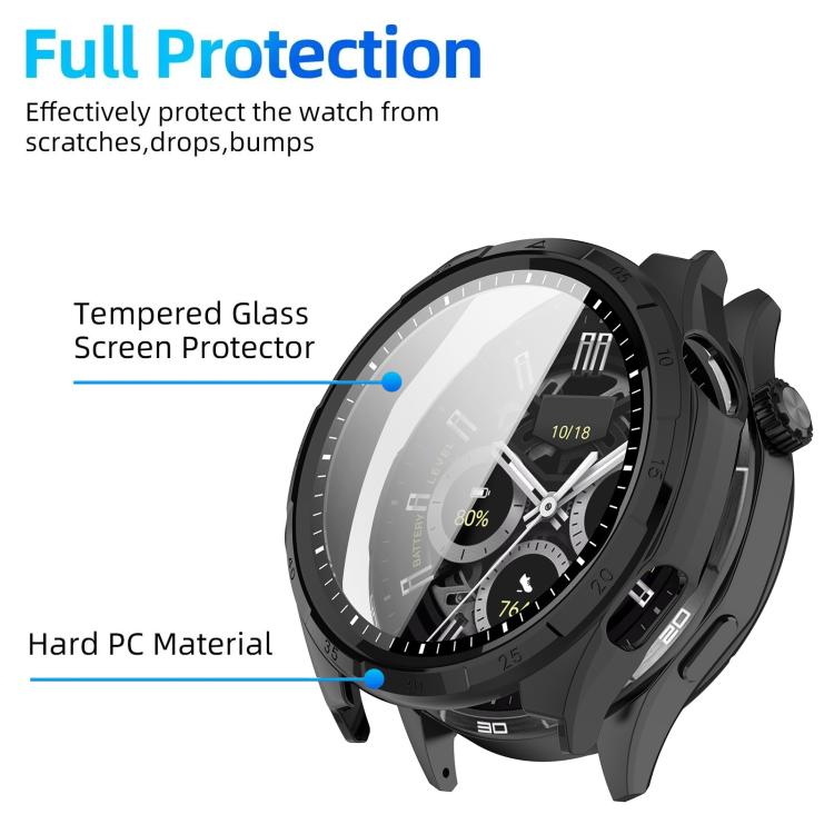 Custodia protettiva per orologio xDfind con pellicola temperata integrata in PC e scala graduata., For Honor Watch 6 Plus / Watch 6