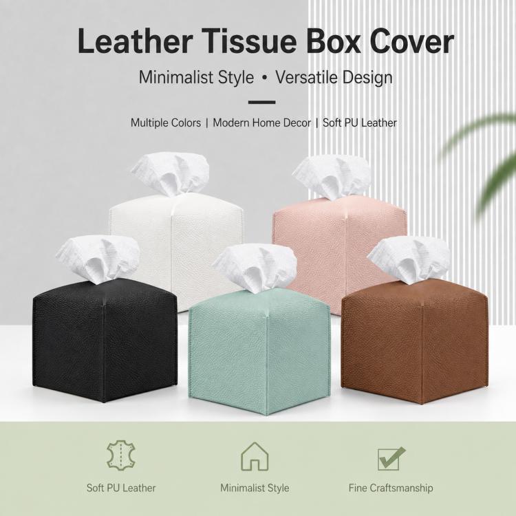Scatola porta fazzoletti in similpelle antipolvere, Square, Oblong