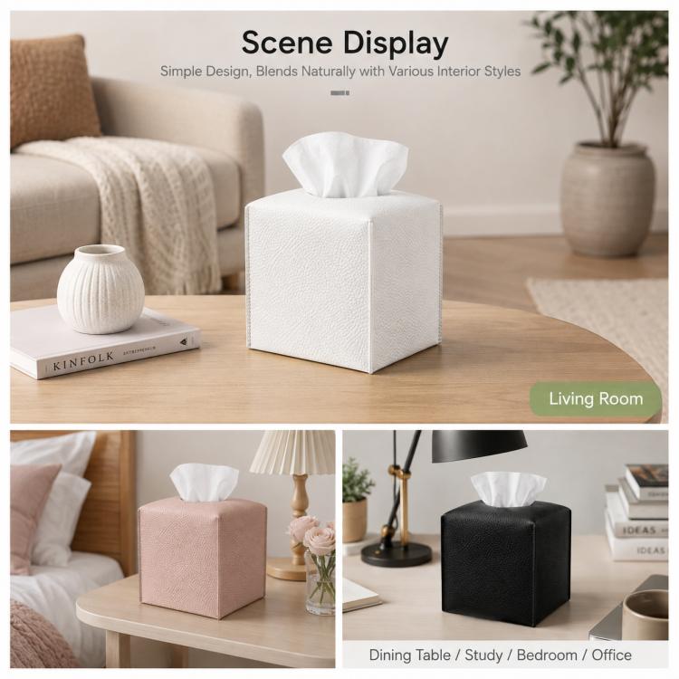 Scatola porta fazzoletti in similpelle antipolvere, Square, Oblong
