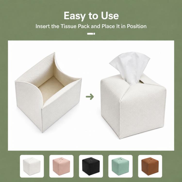 Scatola porta fazzoletti in similpelle antipolvere, Square, Oblong