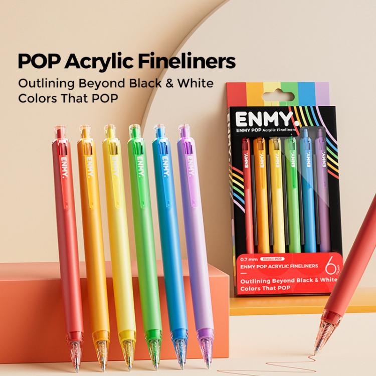 ENMY 6 PEZZI/Scatola Penna a gel colorata lavabile in acrilico POP
