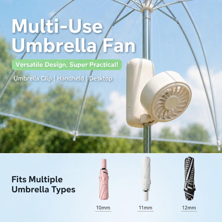 Mini ventilatore pieghevole con clip per ombrello ricaricabile portatile