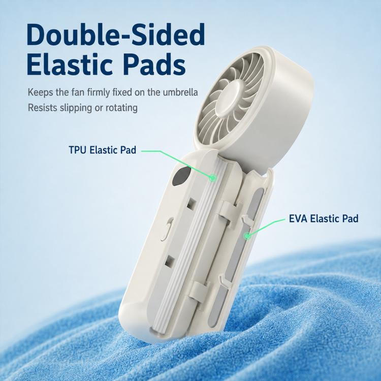 Mini ventilatore pieghevole con clip per ombrello ricaricabile portatile