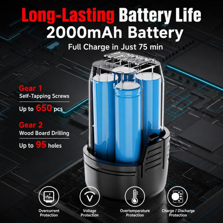 Trapano avvitatore elettrico a batteria YAT D3303-9, con batteria al litio, ideale per legno, plastica e metallo.