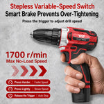 Trapano avvitatore elettrico a batteria YAT D3303-9, con batteria al litio, ideale per legno, plastica e metallo.