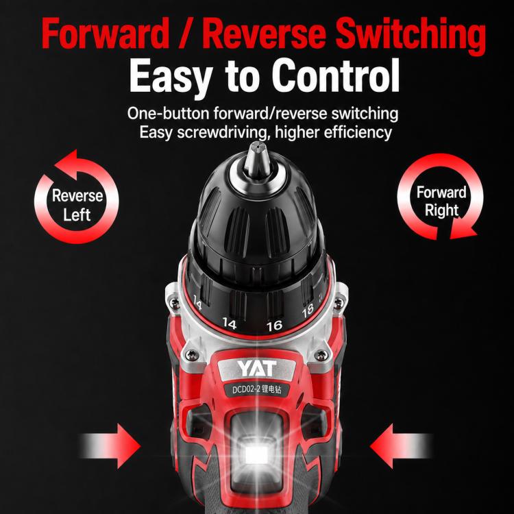 Trapano avvitatore elettrico a batteria YAT D3303-9, con batteria al litio, ideale per legno, plastica e metallo.