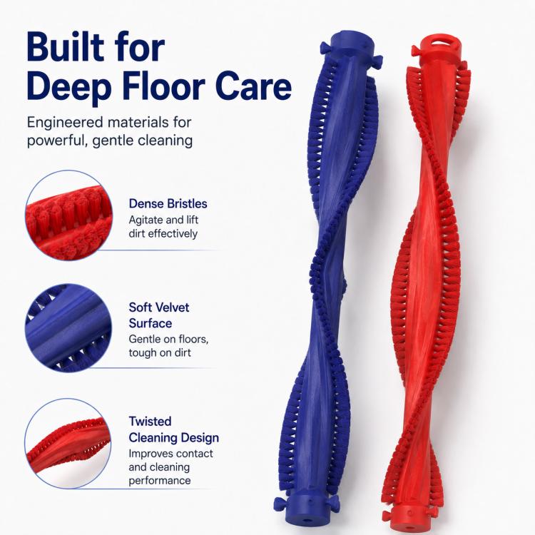 Spazzola di ricambio a doppio rullo con setole per pulitore per pavimenti bagnati, Bristle Rollers Brush