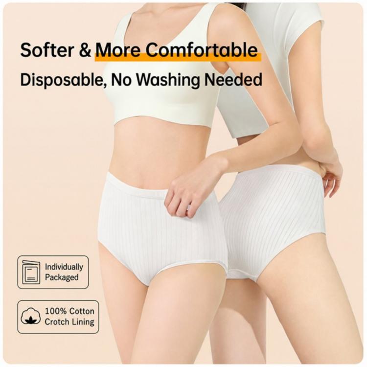 Confezione da 5 pezzi di mutande monouso da donna in cotone sterilizzato con cavallo basso., M, L, XL, XXL, XXXL