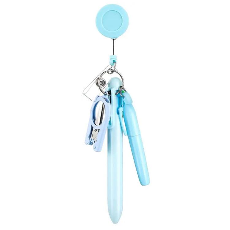 Set di penne per infermieri in stile macaron con portabadge retrattile
