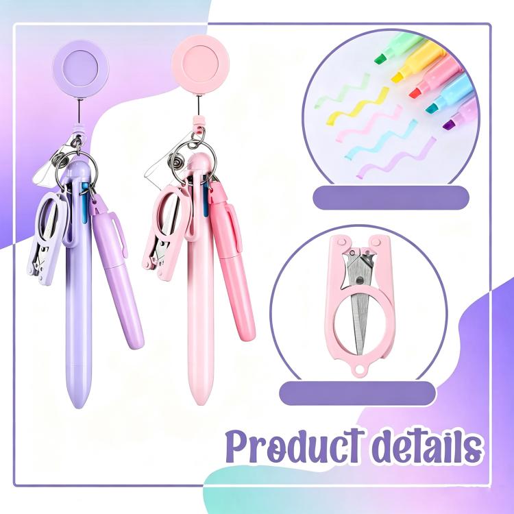 Set di penne per infermieri in stile macaron con portabadge retrattile