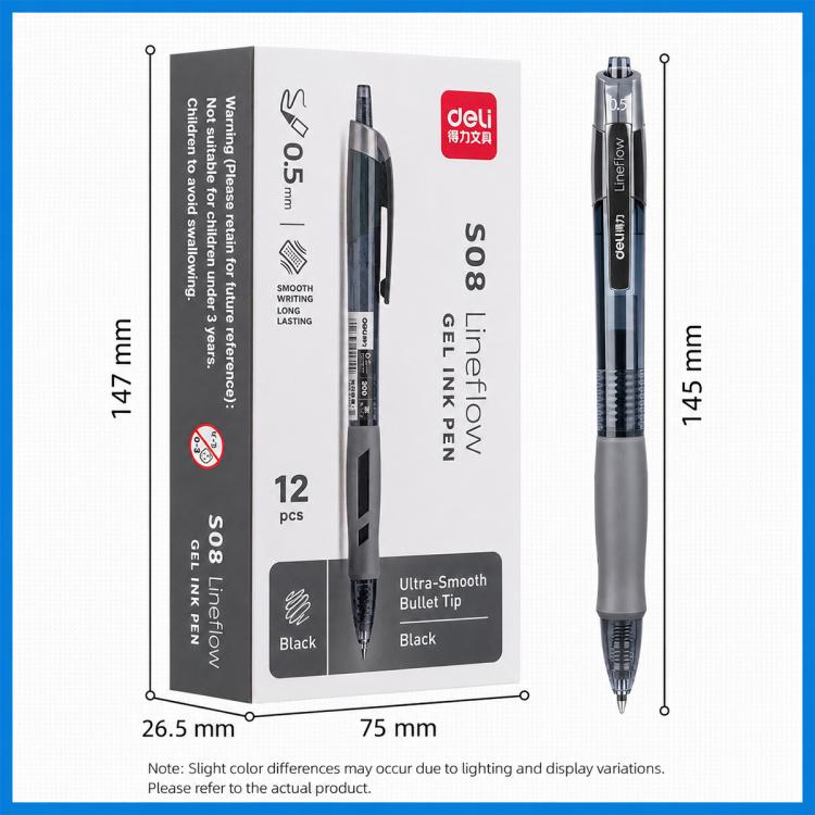 Set da 12 penne gel retrattili con punta da 0,5 mm per una scrittura fluida.