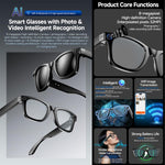 Occhiali intelligenti W610T con intelligenza artificiale, fotocamera HD da 8 MP, chiamate Bluetooth, registrazione video, trasmissione Wi-Fi e assistente vocale AI., Anti Blue Light Lens, Sunglasses, Photochromic