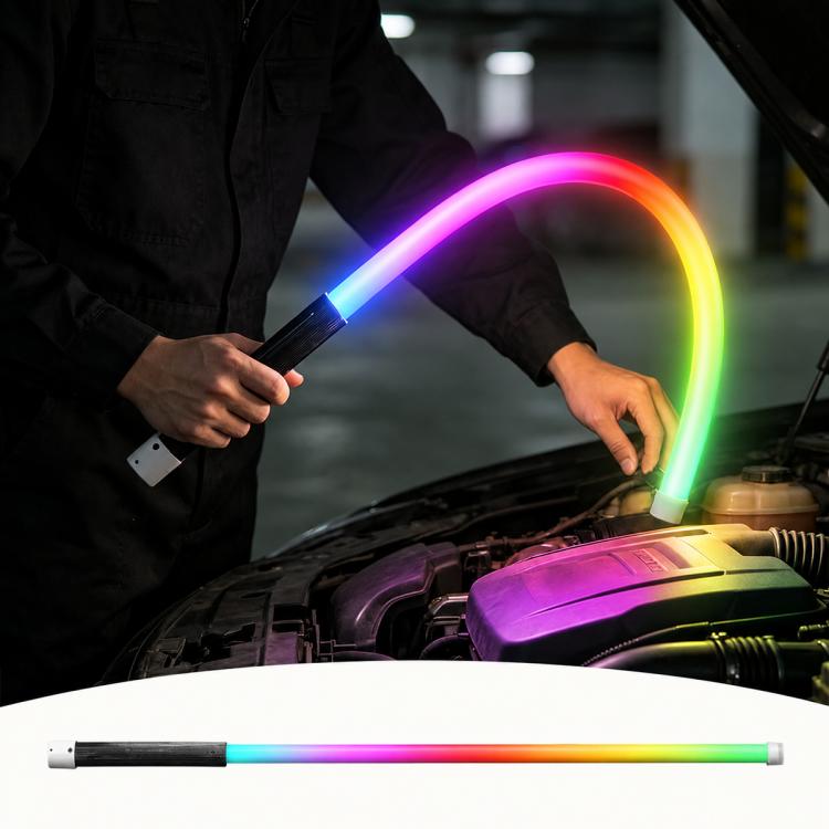 Faro da lavoro a LED multifunzione portatile e flessibile per esterni, ideale per riparazioni auto., White Light, Multi-mode RGB