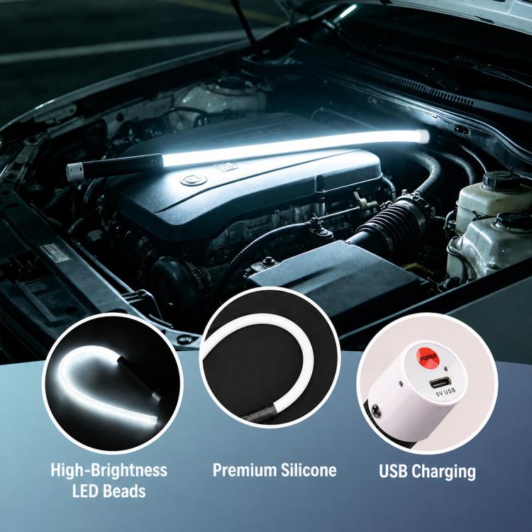 Faro da lavoro a LED multifunzione portatile e flessibile per esterni, ideale per riparazioni auto., White Light, Multi-mode RGB