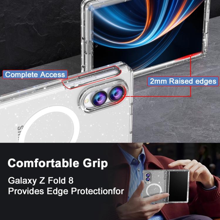 Custodia con pellicola magnetica trasparente glitter per Galaxy Z Fold8 5G