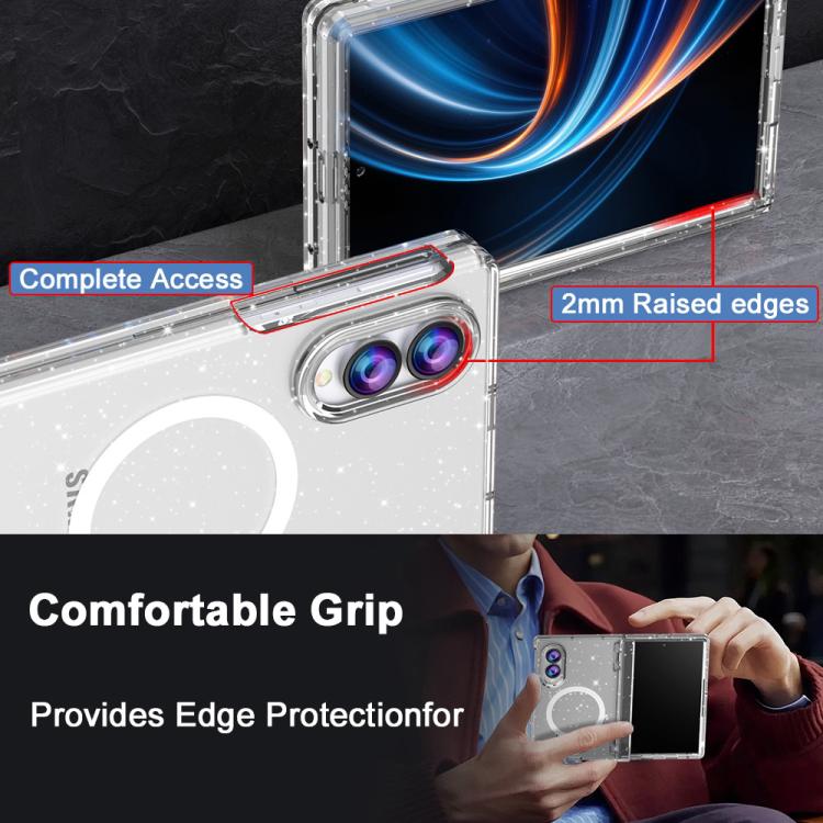 Custodia con pellicola magnetica trasparente glitter per Galaxy Z Fold8 5G
