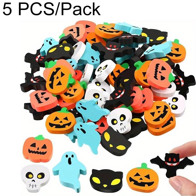 Confezione da 5 gomme da cancellare a tema Halloween con simpatici cartoni animati.