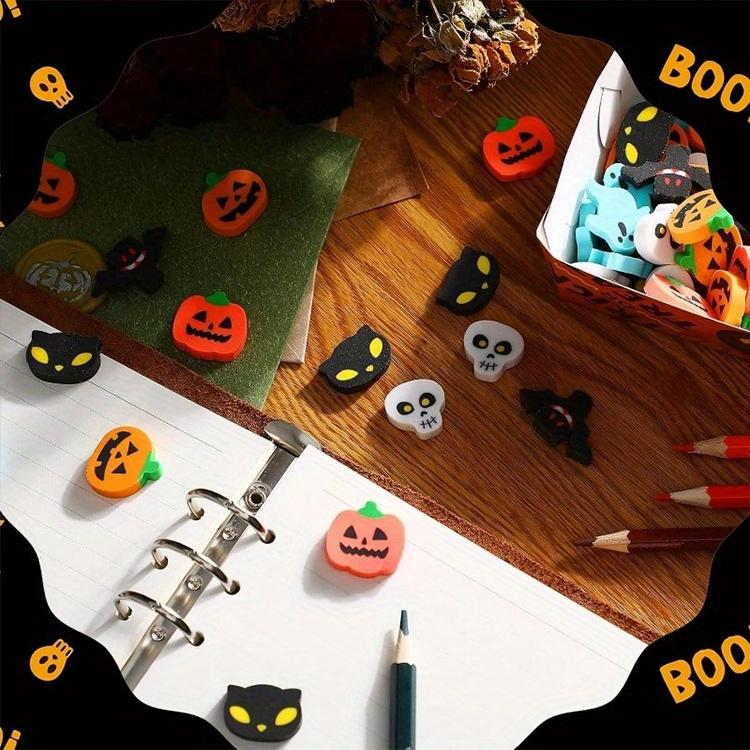 Confezione da 5 gomme da cancellare a tema Halloween con simpatici cartoni animati.